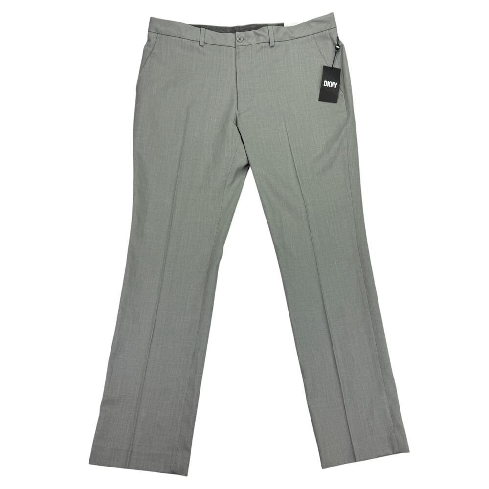 DKNY Mens Dwel Modern Fit Solid Dress Pants Gray 36x30